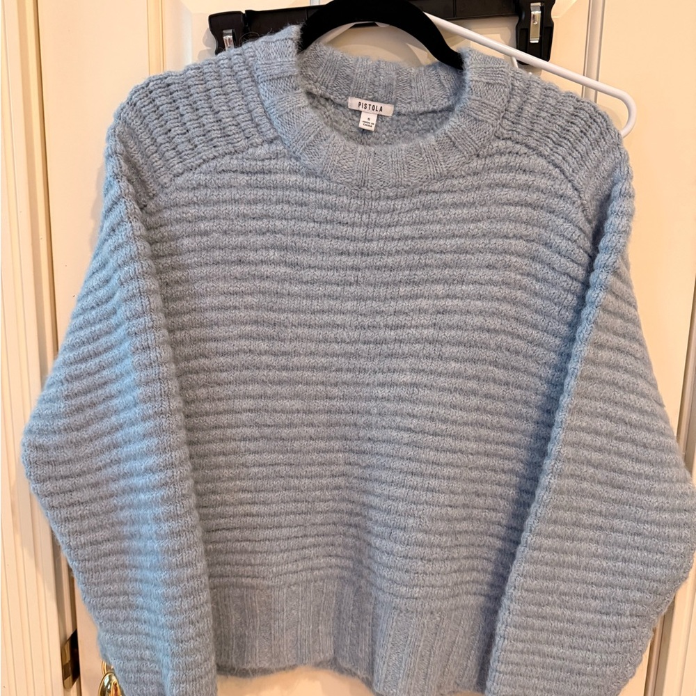 pistola Light Blue Ribbed Crewneck Sweater